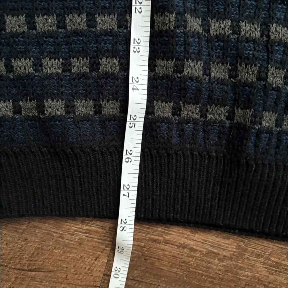 JANTZEN vintage men’s acrylic v-neck grandpa dad sweater blue geometric XL EUC